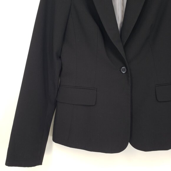 Calvin Klein One Button Blazer Jacket 2 Pockets Stretch Career Work Suit Black - Picture 6 of 9